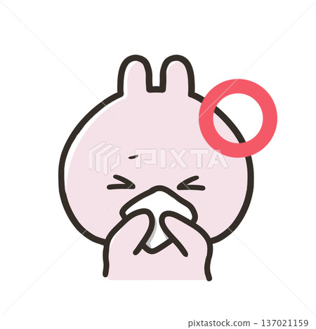 兔子用手帕摀住咳嗽口鼻，這是咳嗽禮儀。 137021159