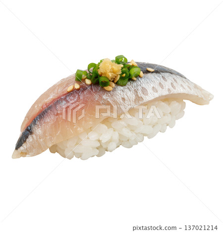 Sushi horse mackerel nigiri rice seafood fresh japanese cuisine minimal 137021214