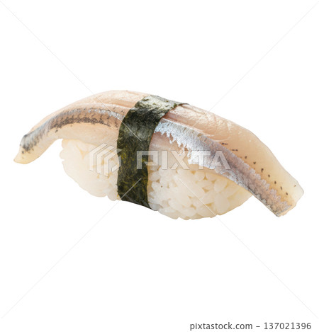 Sushi nigiri fish rice seaweed band minimal style single sushi nigiri closeup shot Sushi nigiri fish rice seaweed band minimal style single sushi nigiri closeup shot 137021396