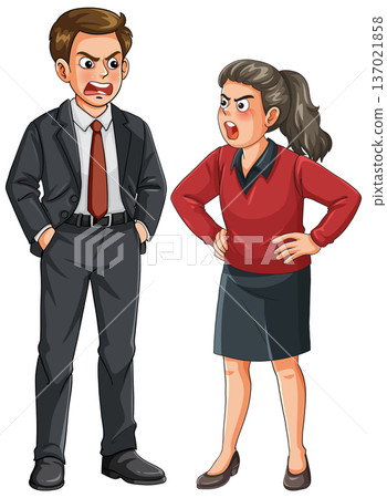 Angry Business Colleagues Arguing Face to Face Illustration 137021858