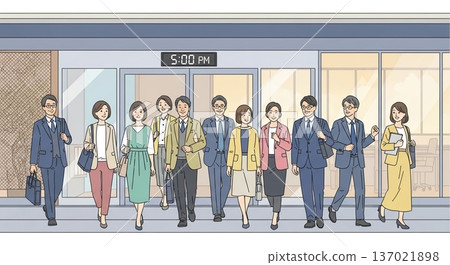 五點離開辦公室的人們 137021898