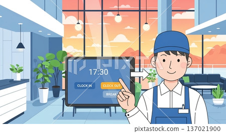 使用平板電腦，下午 5:30 輕鬆下班。 137021900