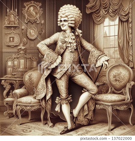 English aristocrat dressed in Rococo Macaroni style 137022000