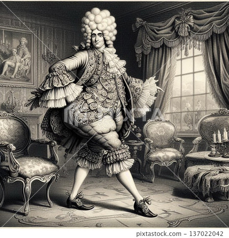 English aristocrat dressed in Rococo Macaroni style 137022042