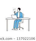A male business person posing good in front of a laptop 137022106