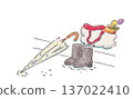 Illustration of shopping on a rainy day 137022410