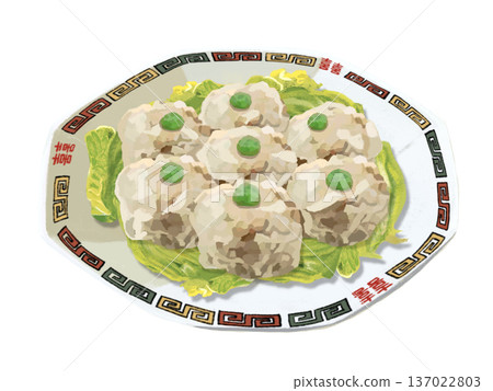 Meat shumai (with green peas) Chinese dish 137022803