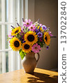 Windowsill with sunflowers 137022840