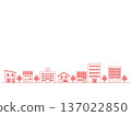 Cityscape illustration background, hand-drawn style, red 137022850