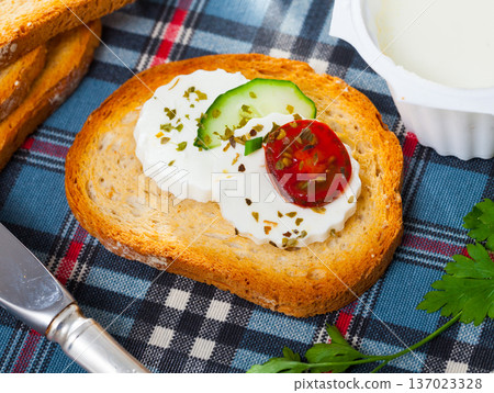 Sandwich with green cheese Sandwich with green cheese 137023328