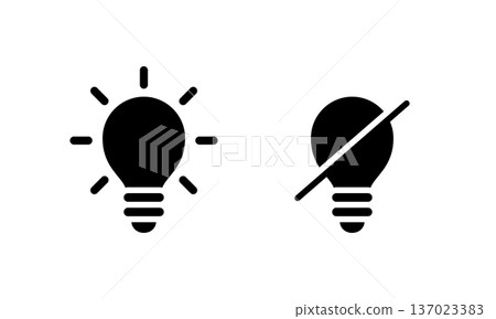 燈泡開關單色圖示集（向量圖） 137023383