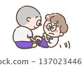 Illustration of a child doing sit-ups 137023446
