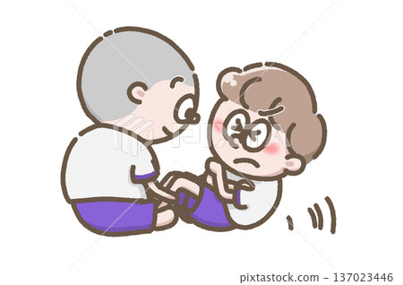 圖：一個孩子在做仰臥起坐 137023446