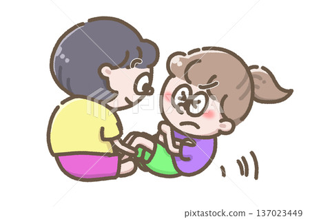 圖：一個孩子在做仰臥起坐 137023449