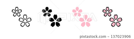 雙花櫻花春季圖示集（向量圖） 137023906