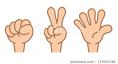 Cute rock-paper-scissors-rock-paper-scissors illustration set Cute rock-paper-scissors-rock-paper-scissors illustration set 137024196