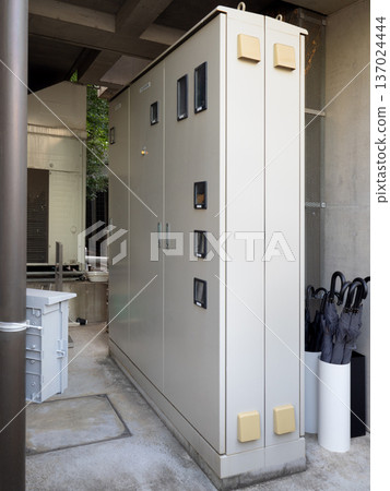Outdoor electrical panel and umbrella stand 137024444