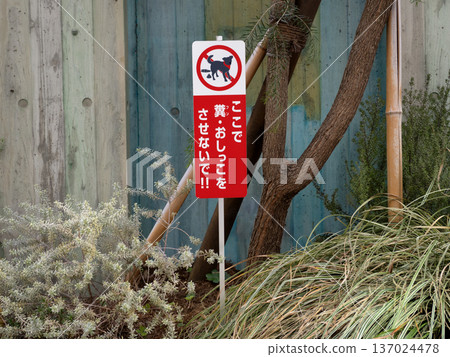禁止狗糞尿的警告標誌 禁止狗糞尿的警告標誌 137024478