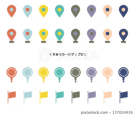 Muted color map pin illustration material 137024916