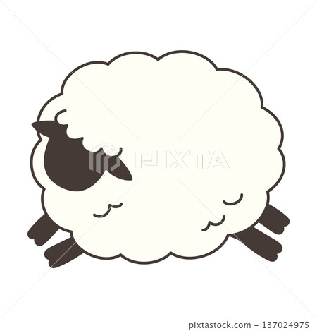 Vector illustration of a cute black-faced sheep looking sideways 137024975