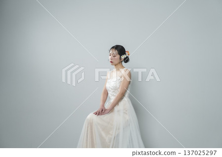 穿著婚禮禮服的新娘 穿著婚禮禮服的新娘 137025297