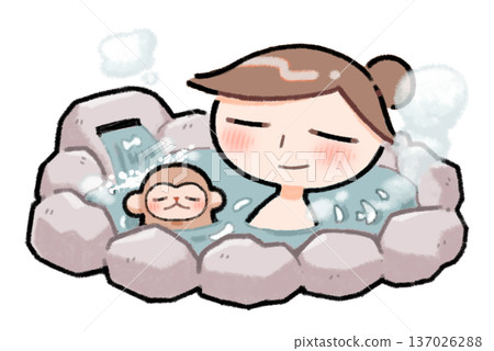 一個女人在露天浴池的插圖 一個女人在露天浴池的插圖 137026288