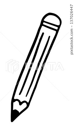 Hand drawn pencil outline for cartoon, back to school, department store, stationery, paper, envelopes, writing implements, materials, office supplies, grocery shopping, kids, childhood, colouring book 137026447