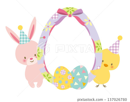 Easter eggs, bunny and chick 137026780