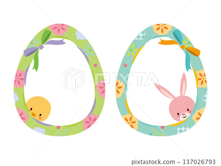 復活節彩蛋、兔子和小雞 137026793