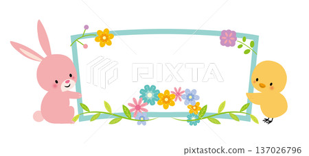 Easter Bunny and Chick Frame 137026796