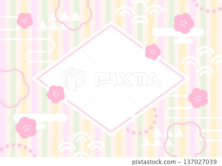 日式女兒節相框,桃花和幾何圖案背景 日式女兒節相框,桃花和幾何圖案背景 137027039
