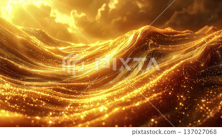 Sparkling gold wavy background material 137027068