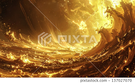 Sparkling gold wavy background material 137027070