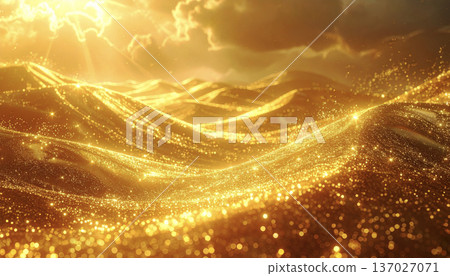 Sparkling gold wavy background material 137027071