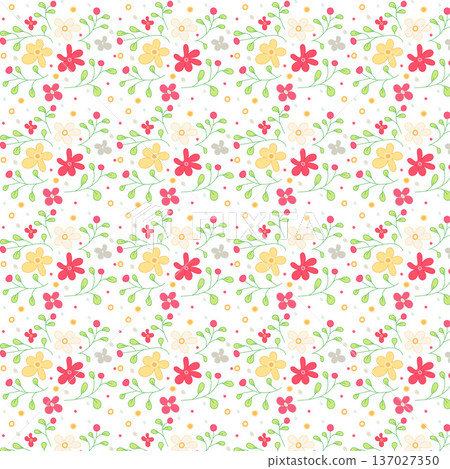 Seamless Floral Pattern with Cute Spring Flowers 137027350