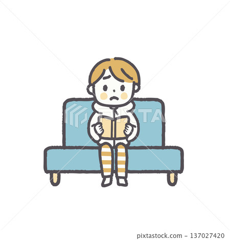 Illustration set of people sitting on sofas in casual clothes Illustration set of people sitting on sofas in casual clothes 137027420
