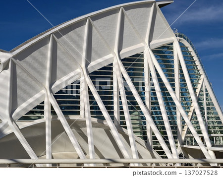 Detailed view of repetitive support beams with striking shadows and contemporary engineering expression Detailed view of repetitive support beams with striking shadows and contemporary engineering expression 137027528