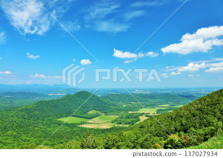 Hokkaido, the blue sky in summer and the scenery from Karikachi Pass 137027934