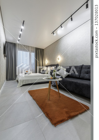 Modern Studio Apartment with Open Plan Living and Sleeping Area Modern Studio Apartment with Open Plan Living and Sleeping Area 137028013