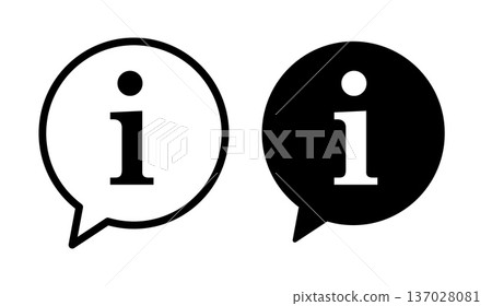 Set of black information icons including info buttons and speech bubble pointers, clean minimal vector signs for user interface, help sections, tooltips, guidance messages, apps, websites, and digital Set of black information icons including info buttons and speech bubble pointers, clean minimal vector signs for user interface, help sections, tooltips, guidance messages, apps, websites, and digital 137028081