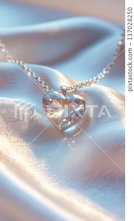 Heart Pendant Necklace on Blue Silk Heart Pendant Necklace on Blue Silk 137028250