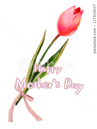 Single tulip ribbon silhouette Mother's Day Single tulip ribbon silhouette Mother's Day 137028427