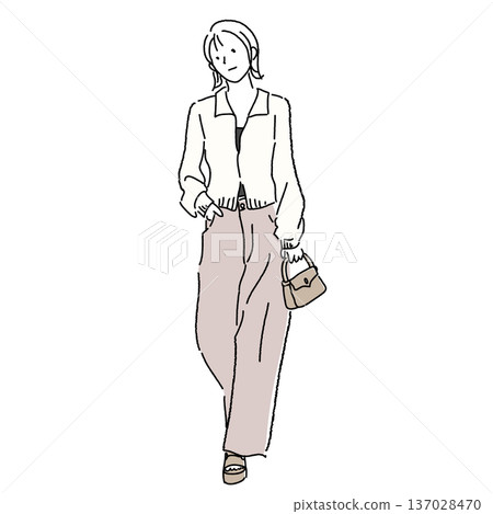春季女裝時尚搭配,全身插畫,美麗休閒 春季女裝時尚搭配,全身插畫,美麗休閒 137028470