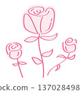 時尚線條畫風格貼紙插畫套裝，圖案為粉紅色玫瑰 137028498