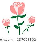 一組風格時尚的手繪粉色玫瑰插畫 137028502