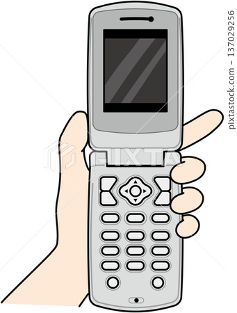 一手拿著一部翻蓋手機 137029256