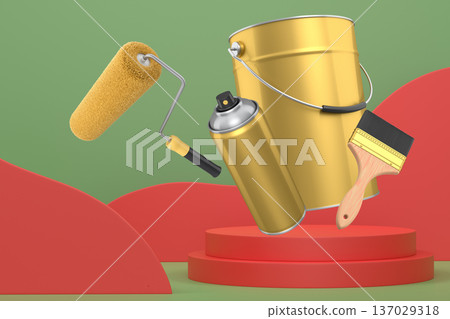 Abstract scene or podium for product showcase on monochrome background. Abstract scene or podium for product showcase on monochrome background. 137029318