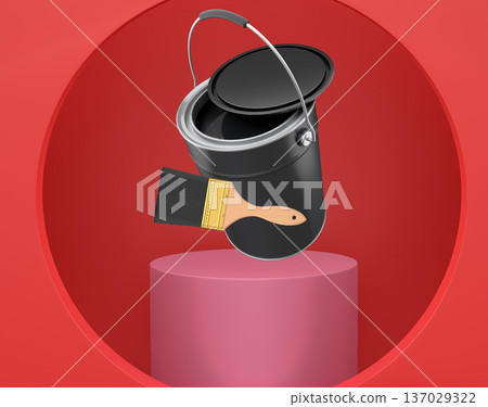 Abstract scene or podium for product showcase on monochrome background. Abstract scene or podium for product showcase on monochrome background. 137029322