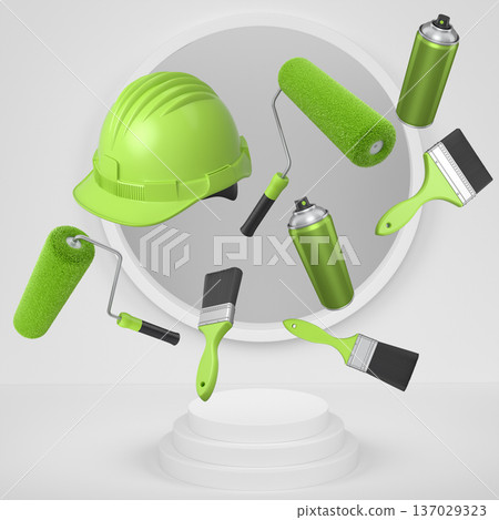 Abstract scene or podium for product showcase on monochrome background. 137029323