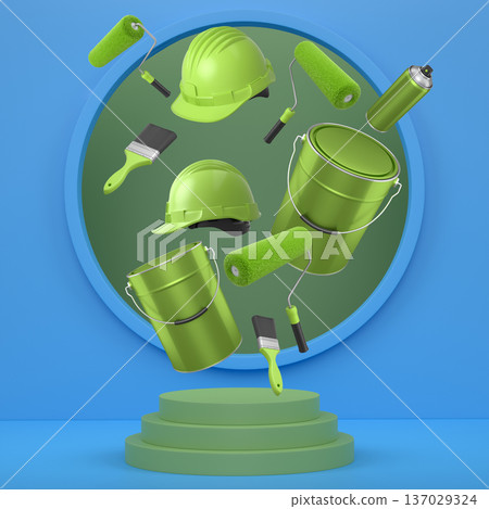 Abstract scene or podium for product showcase on monochrome background. Abstract scene or podium for product showcase on monochrome background. 137029324